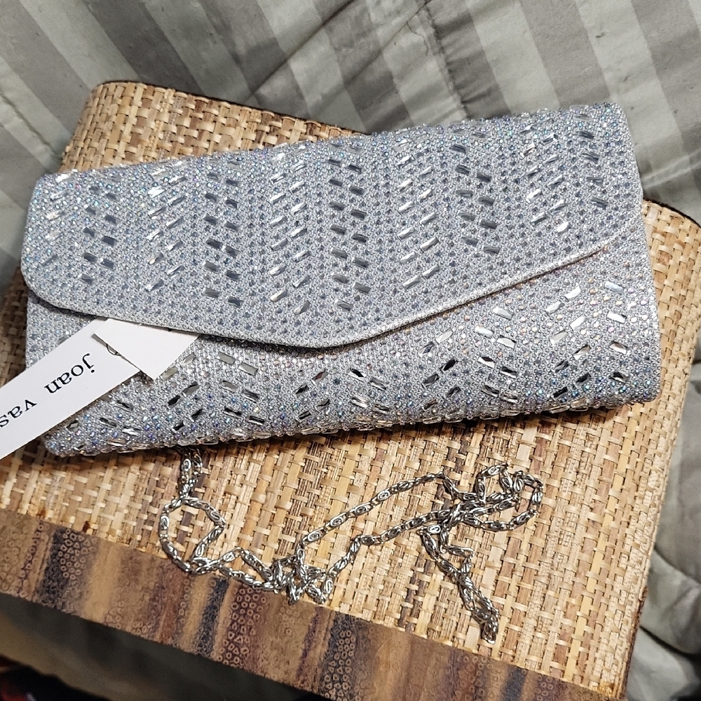 Joan Vass Silver Clutch Bag